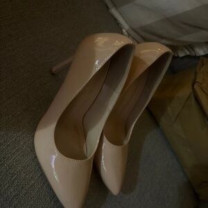 Elegant Nude Patent Leather Pumps